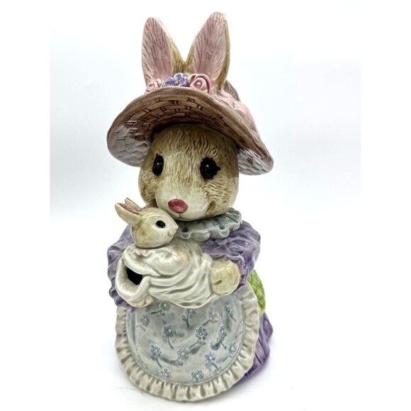 Fitz and Floyd Bunny Teapot OCI Omnibus 420Z Easter Bonnet Pastel Ceramic VTG - Picture 2 of 11